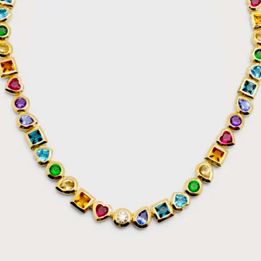 NWT 🤎💙💚 Camila Coelho Gorgeous Multicolor Cubic Zirconia Necklace